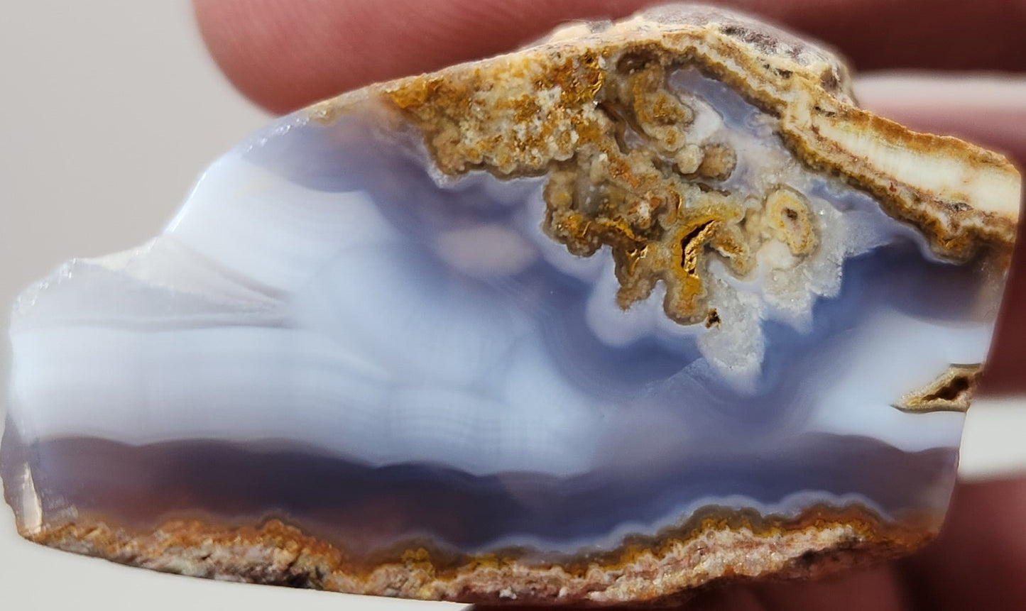 Agate de fortification bleue/blanche à visage poli