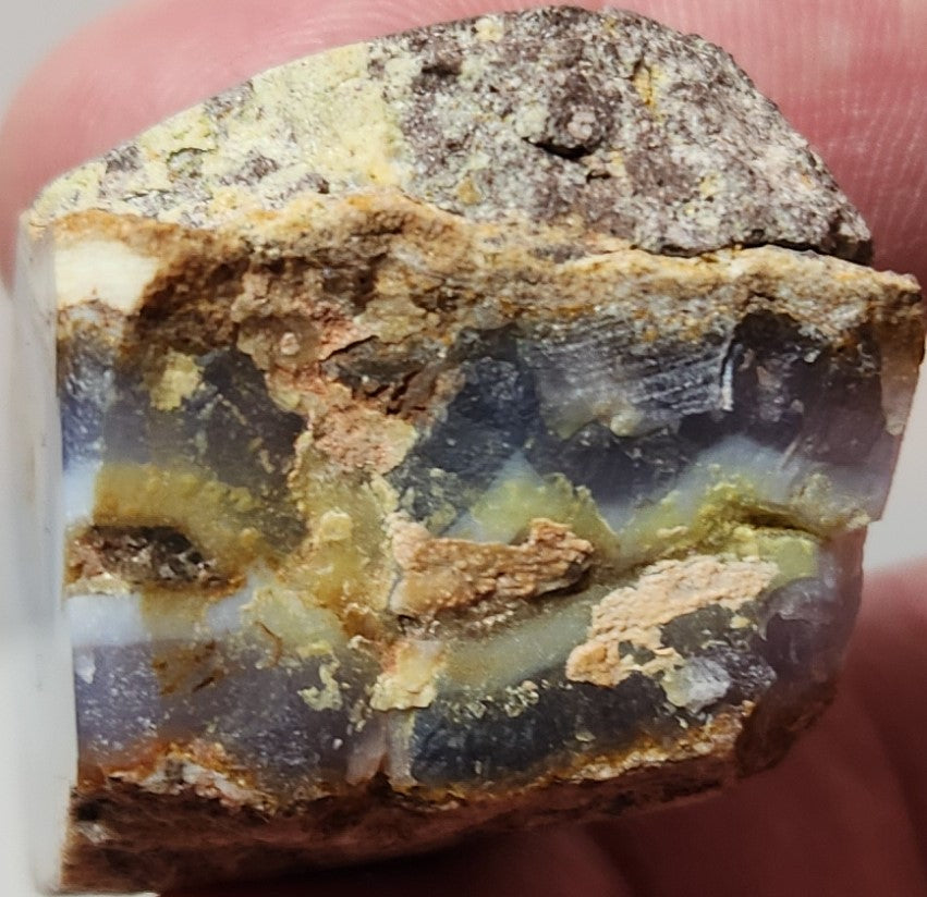Agate de fortification bleue/blanche à visage poli