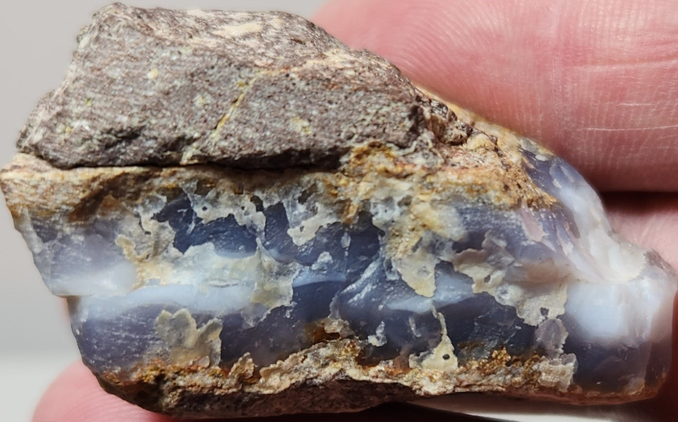 Agate de fortification bleue/blanche à visage poli