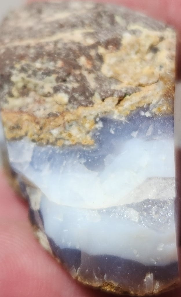 Agate de fortification bleue/blanche à visage poli
