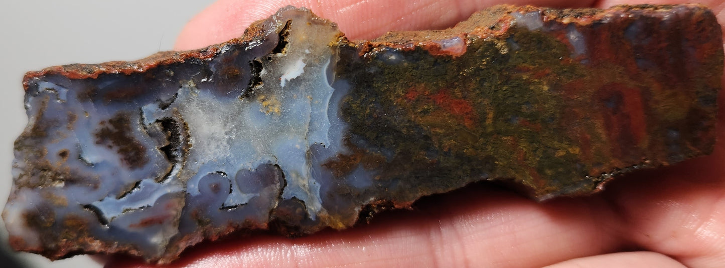 Rodeo Flats Blue Fortification with Red Plume/Green Moss Agate Slab