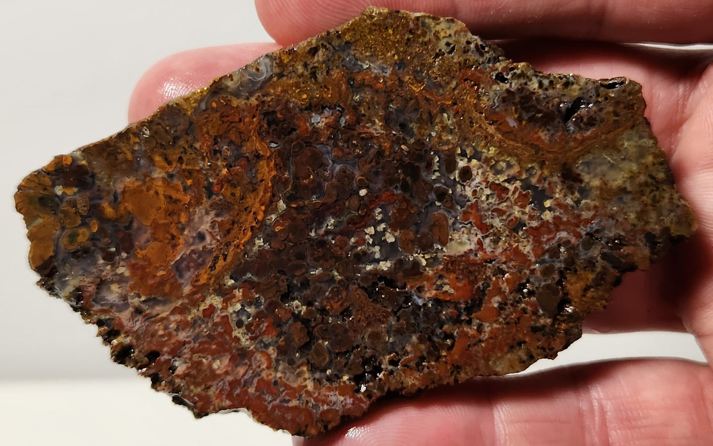 Dalle d’agate panache sanglante (pièce d’extrémité)